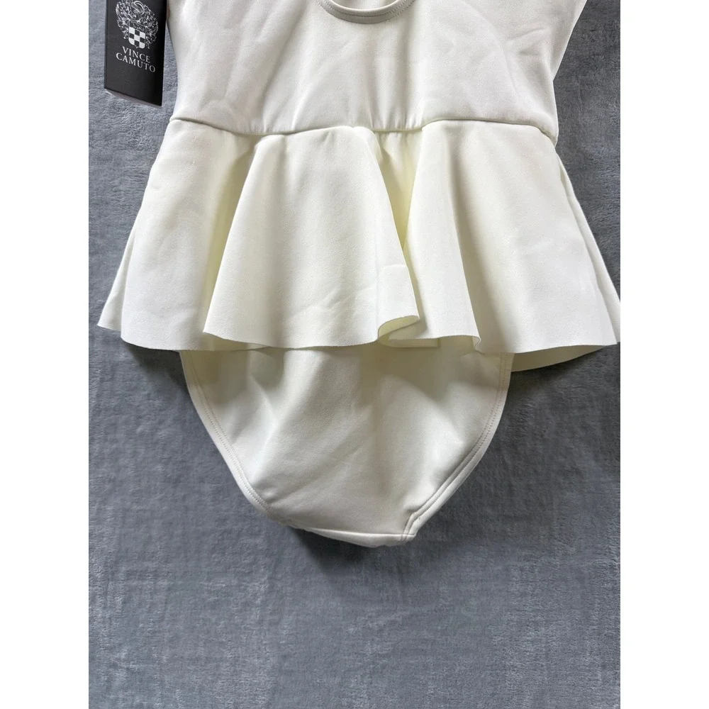 Vince Camuto Womens White Peplum One Piece Swimsuit Scoop Back Ivory Sz 10 NWT
